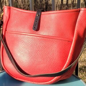 Crimson Red Go Forth Goods Leather Celeste Hobo Bag